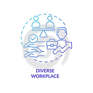Diverse workplace blue gradient concept icon