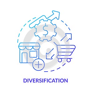 Diversification blue gradient concept icon