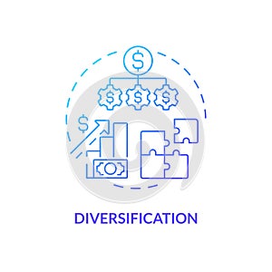 Diversification blue gradient concept icon