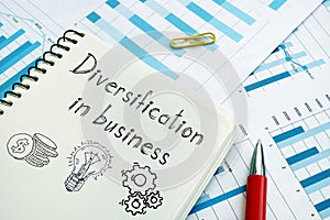 Diversification in business is shown on the business photo using the text