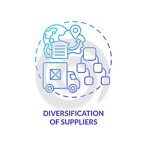 Diversification of suppliers blue gradient concept icon