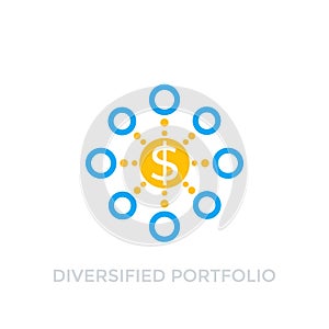 Diversified portfolio icon on white