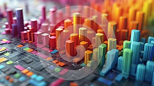 Diversified Portfolio Matrix A 3D matrix with different colored blocks representing various industries and sectors. The