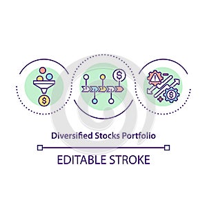 Diversified stocks portfolio concept icon