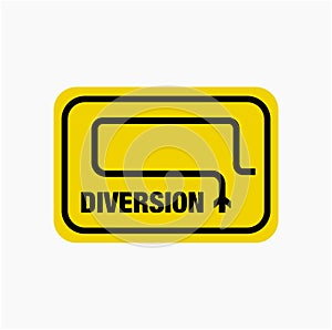 Diversion ahead vector icon. Diversion typography plats