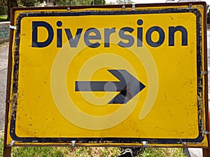 A Diversion Road Works Sign