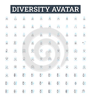 Diversity avatar vector line icons set. Different, Avatar, Variety, Inclusion, Plurality, Diversity, Panoply