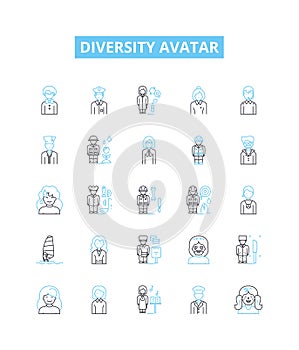 Diversity avatar vector line icons set. Different, Avatar, Variety, Inclusion, Plurality, Diversity, Panoply