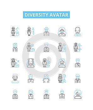 Diversity avatar vector line icons set. Different, Avatar, Variety, Inclusion, Plurality, Diversity, Panoply