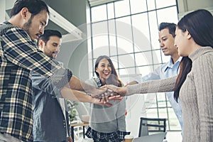 Diversity business partner people teamwork holding hands together power of tag team. Multiethnic Teamwork friendship group