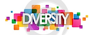 DIVERSITY colorful overlapping squares banner