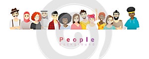 Diversity concept background , group of happy multi ethnic people standing together