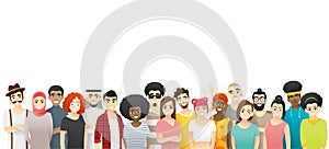 Diversity concept background , group of happy multi ethnic people standing together