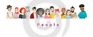 Diversity concept background , group of happy multi ethnic people standing together photo