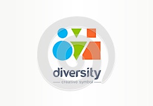 Diversity creative symbol concept. Different shape people, multiethnic community abstract business logo idea