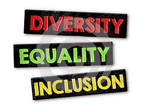 Diversity Equality Inclusion written on black sticks