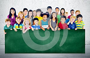 Diversity Friendship Group of Kids Education Blackboard Concept