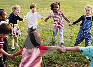 Diversity Group Of Kids Holding Hands in Circle