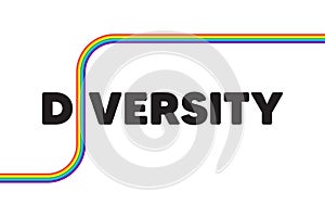 Diversity and Inclusion culture equity logo. LGBT pride flag with diversity text. Pride day with rainbow line. Vector