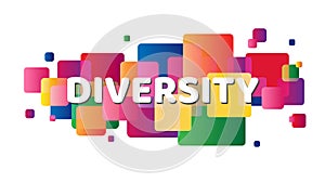 Diversity letters banner on colorful squares. Designed for web, mobile apps and prints