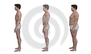 3D Render : the diversity of male body shape including ectomorph, mesomorph, endomorph photo