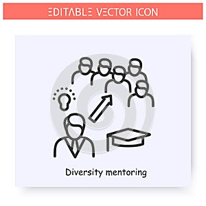 Diversity mentoring icon. Editable illustration