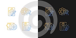 Diversity of school subjects gradient icons set for dark and light mode