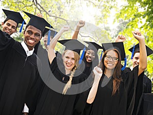 Diversity Students Graduation Success Celebration Concept