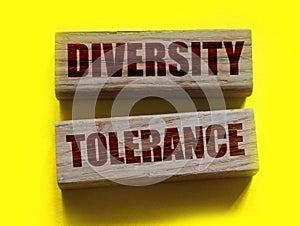 Diversity Tolerance words on wooden blocks. equal opportunities concept