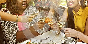 Diversity Women Group Hanging Eating Together Concept