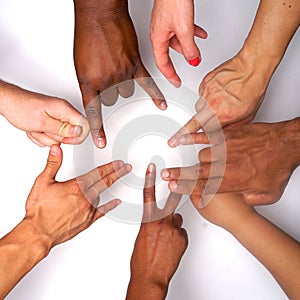 Diversity women`s empowerment hands of color