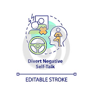 Divert negative self talk concept icon photo