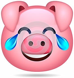 Divertido emoticono de cerdo rosa