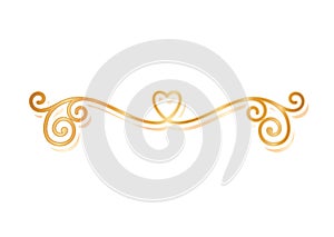 Divider ornament with heart gold vector design