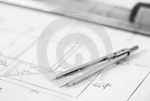 Divider on technical drawing