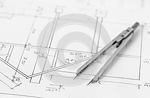 Divider on technical drawing