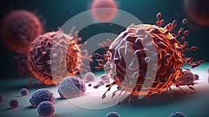 Dividing cancer cells - 3D illustration, Generative AI