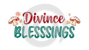 Divine Blessings, spiritual text with natural elements. vector design Generative AI