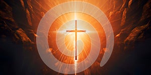 Divine Illumination cross with approach, emphasizing the spiritual light that radiates from the sacred symbol. photo