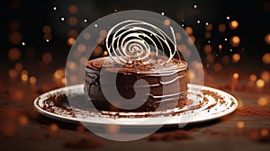 Divine Indulgence: Dark Chocolate Mousse Cake with Intricate Swirls