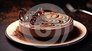 Divine Indulgence: Dark Chocolate Mousse Cake with Intricate Swirls