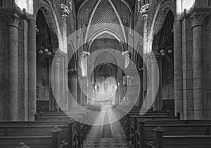 Divine ray of light through a church window