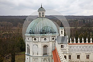 Divine tower of Krasiczyn castle Zamek w Krasiczynie near Przemysl. Poland