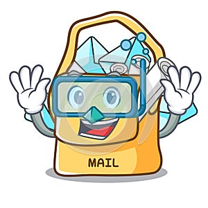 Diving the bag with shape mail cartoon