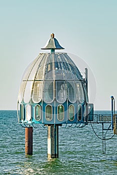Diving bell at the end of the pier at the Baltic seaside resort of Zingst, Germany