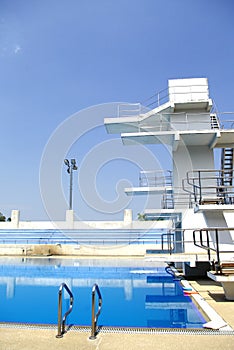 diving board in outdoor swimming pool