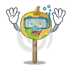 Diving candy apple character cartoon