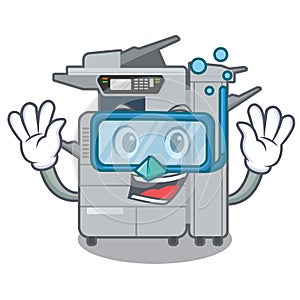 Diving copier machine isolated in the cartoon