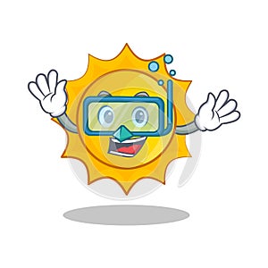 Diving cute sun character cartoon