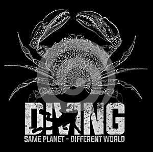 Diving diver scuba crab - T-shirt design